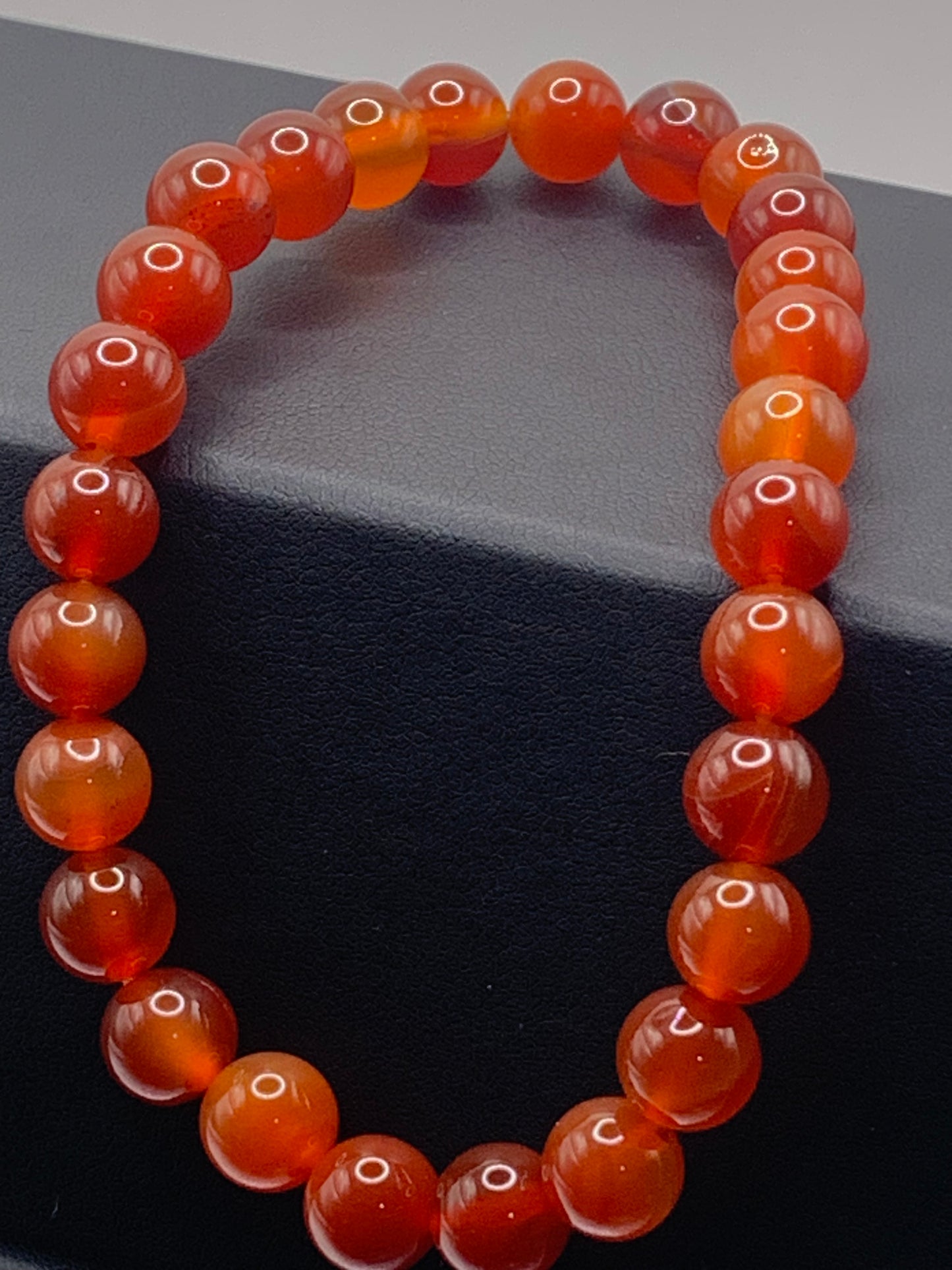 Red agate semi precious stone/crystal elastic bracelet