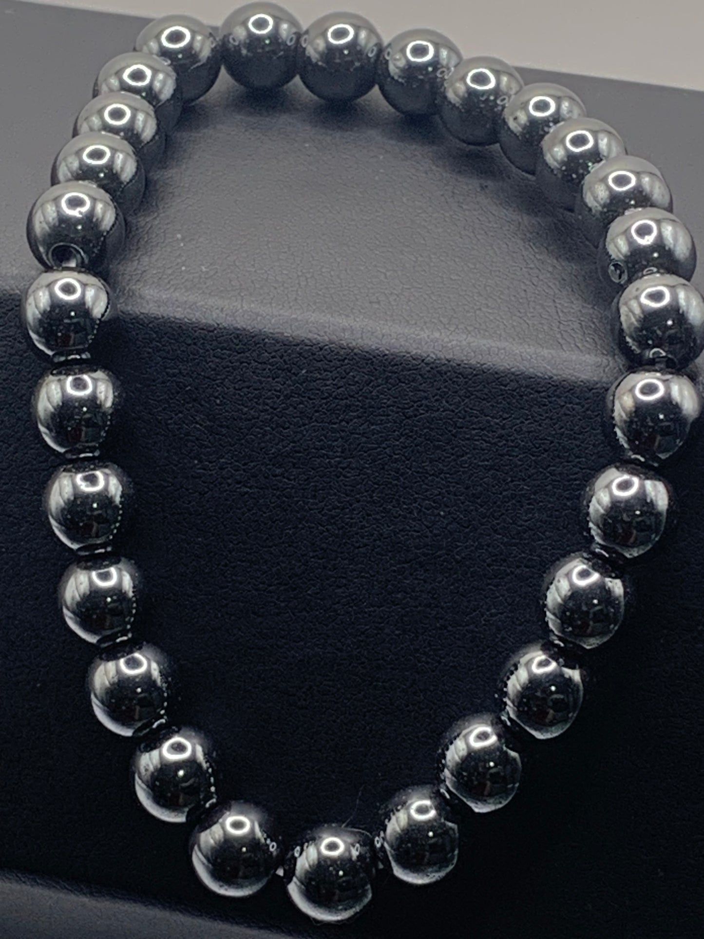 Hematite semi precious stone/crystal elastic bracelet