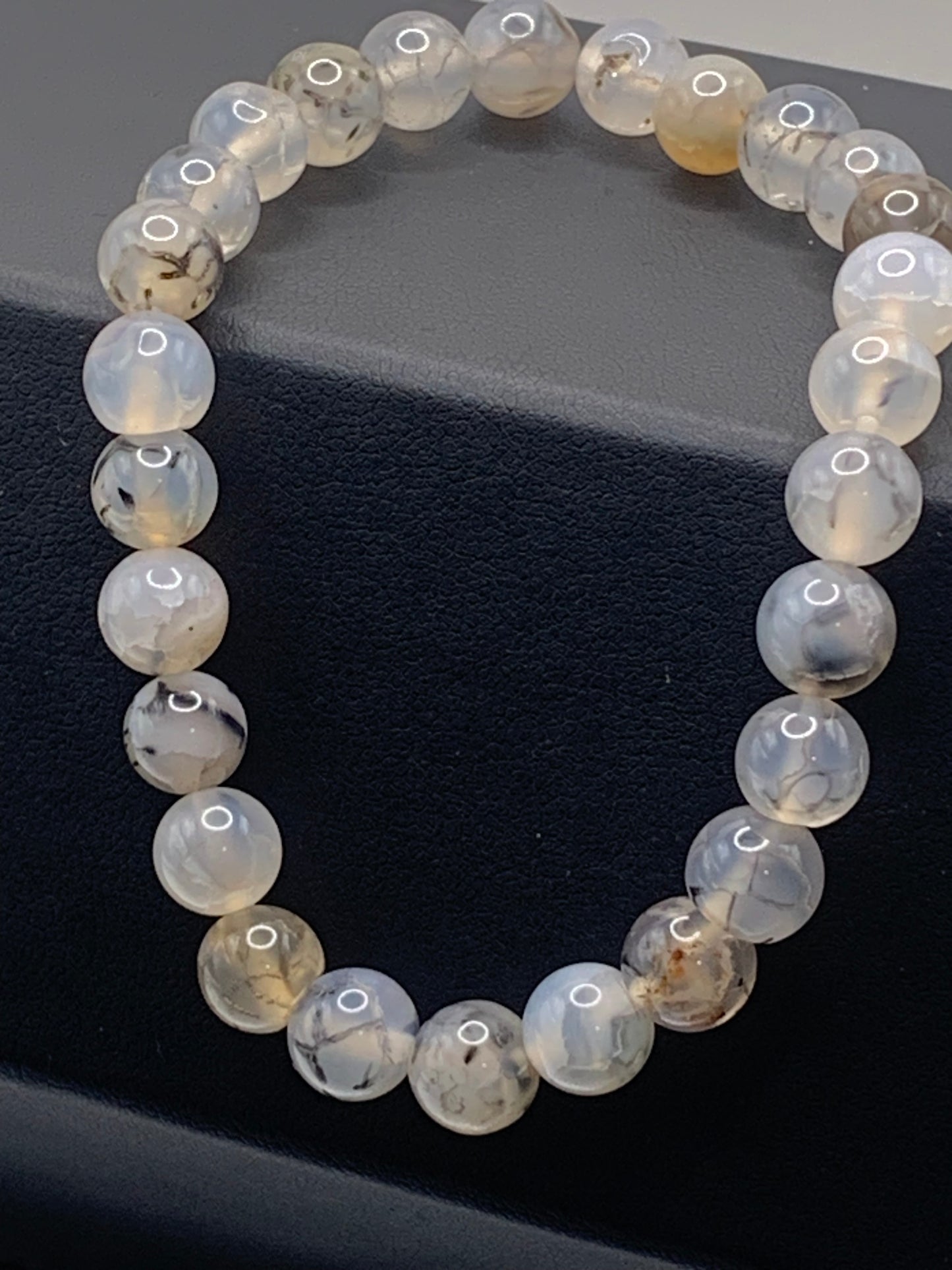 Dragon vein agate semi precious stone/crystal elastic bracelet